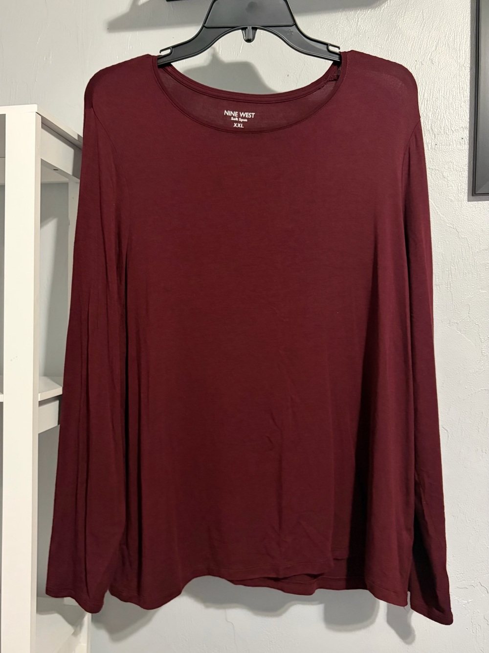 Nine West Long-Sleeve Crewneck Top - Wine